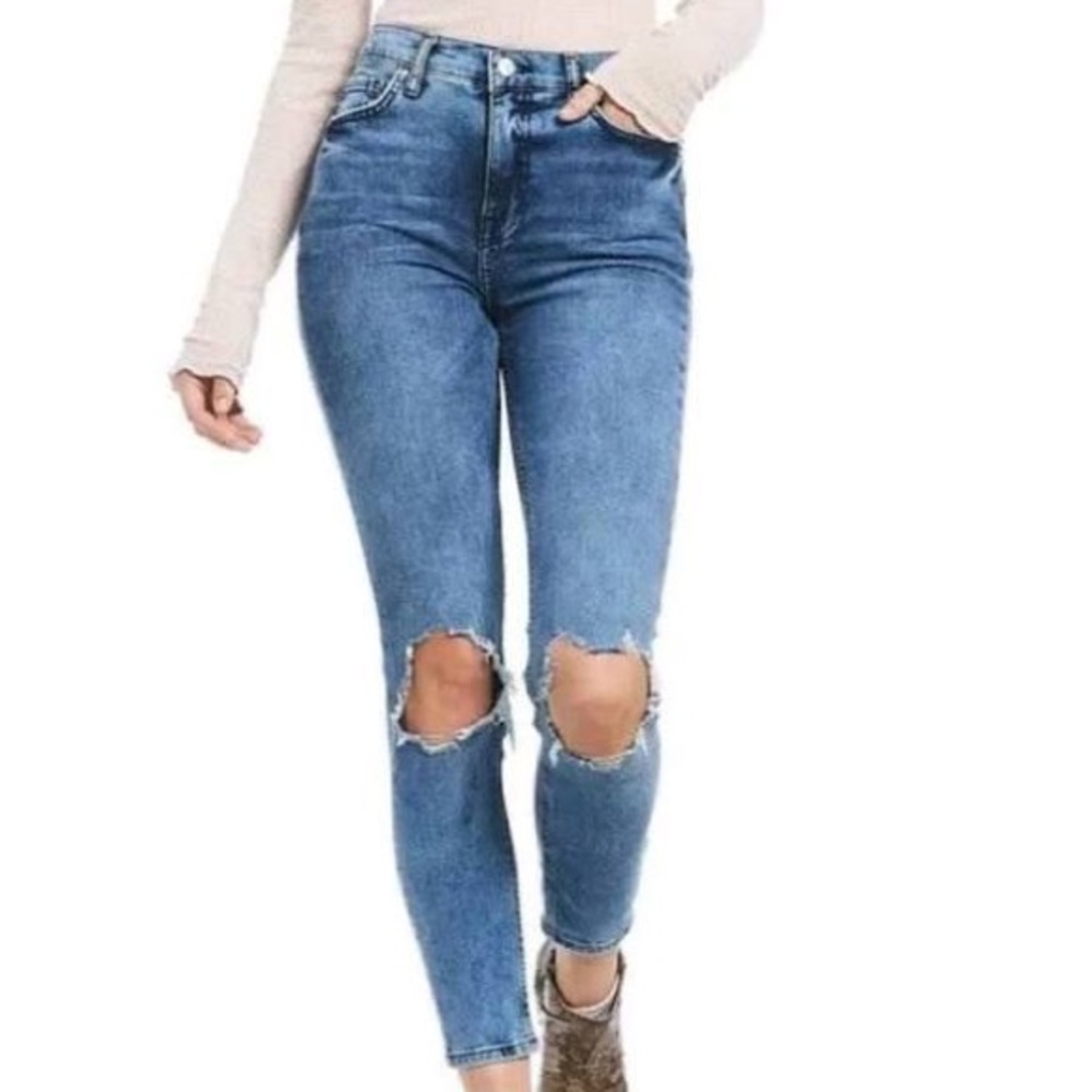 FP | NWT High Rise Distressed Busted Knee Skinny Jeans